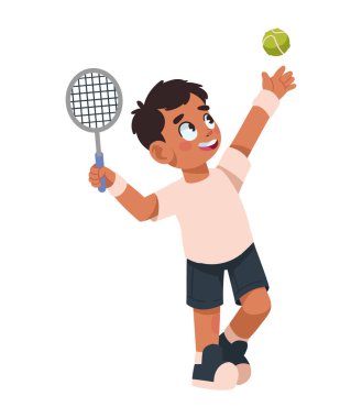 Tenis oynayan yakışıklı çocuk yalnız.