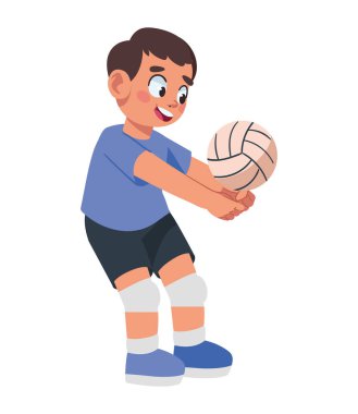 Yalnız başına voleybol antrenmanı yapan tatlı çocuk.