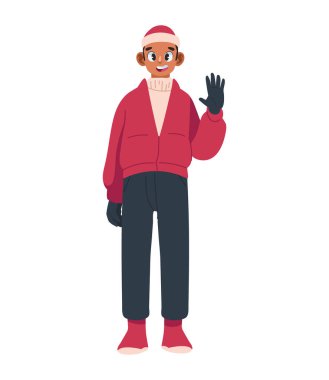 Kışlık giysiler giyen mutlu bir adam.