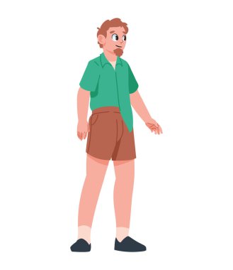 Bahar giysileri giyen erkek karakteri.