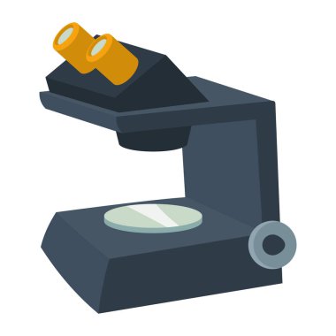 Mikroskop laboratuar ekipmanı simgesi izole edildi