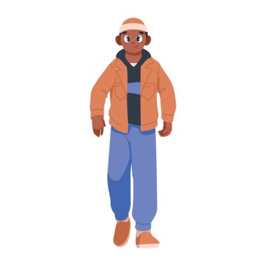 Sonbahar kıyafetleri giyen genç adam izole edilmiş.