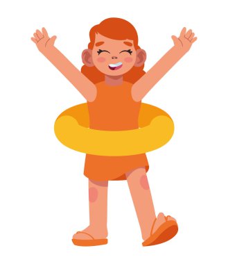 Yazlık giysiler giyen hoş bir kız.