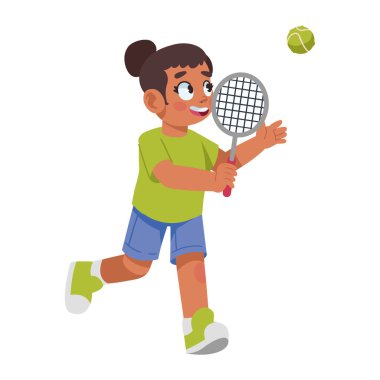 Tenis oynayan tatlı bir kız.