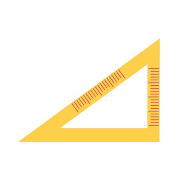 Üçgen cetvel ofis malzemeleri izole edildi