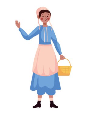 Sepet tasarımlı Amiş kadın.