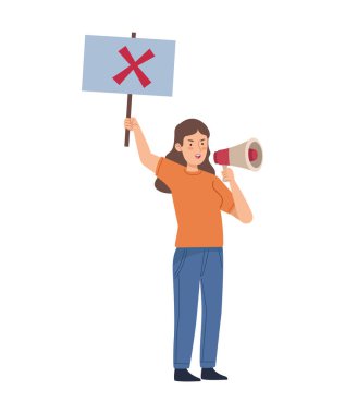 Ayakta duran kadın oylama çağrısı yapıyor