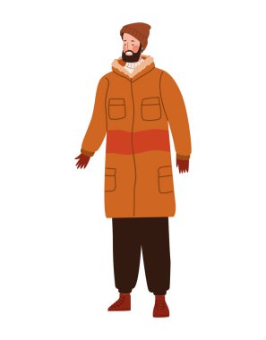 Sonbahar kıyafetleri giyen sakallı adam izole edilmiş.