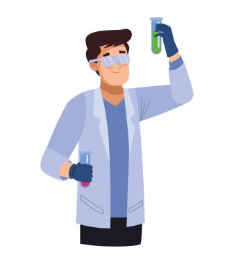 Büyüteçle izole edilmiş bir bilim adamı.