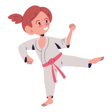 Karate antrenmanı yapan küçük bir çocuk.