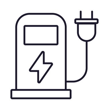 elektrikli otomobil istasyonu eko sürdürülebilirliği izole edilmiş doğrusal simge