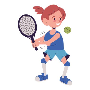 Tenis oynayan tatlı bir kız.
