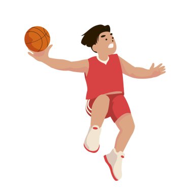 Tek başına basketbol sporu yapan bir çocuk.