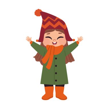 Güz giysileri giyen hoş bir kız.