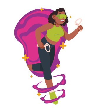 Gözlüklü kadın metaevrene bağlanıyor.