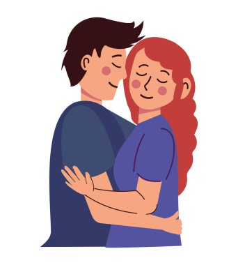 çift kucaklaşan karakterler izole tasarım