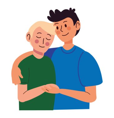 Erkek arkadaşlar yalnız karakterlere sarılırlar.