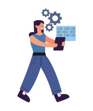 Tek başına çalışan bir kadın.