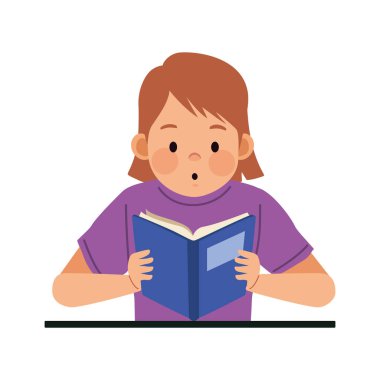 Kitap okuyan tatlı bir kız.