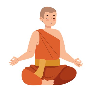 Budizm keşişi meditasyonu izole bir tasarım oluşturuyor
