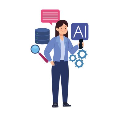 Ai asistanı kullanan bir kadın izole edilmiş.