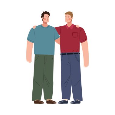 Gülümseyen adamlar yalnız karakterlere sarılıyorlar.