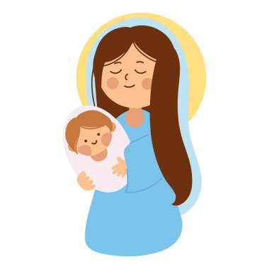 Tatlı Mary ve bebek İsa izole edilmiş.