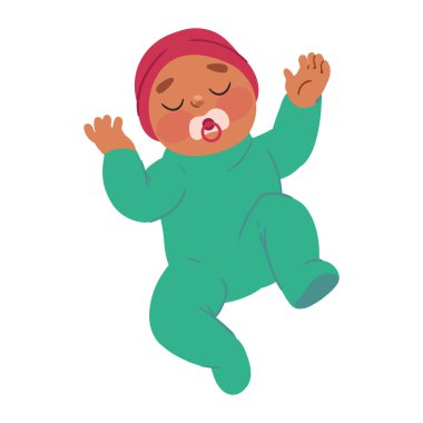 Emzik taşıyan uyuyan erkek bebek izole edilmiş.