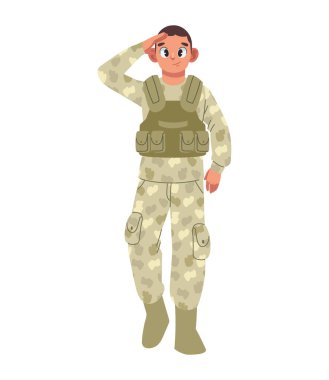 Askeri subay, izole vektörü selamlıyor.