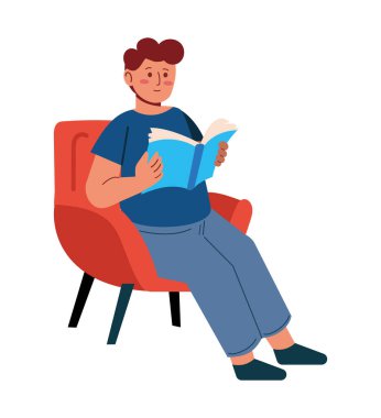 Çocuk yalnız başına kitap okuyor.