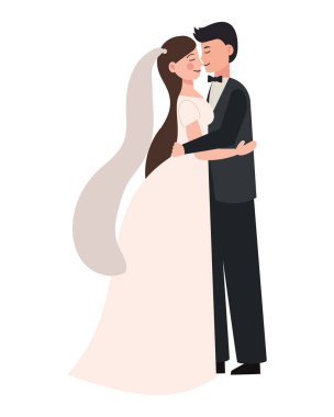 Düğün çifti sarılma ikonu izole edildi