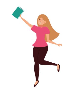 teenager woman celebrating isolated icon clipart