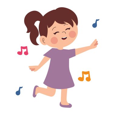 Çizgi film kızı dans müziği izole