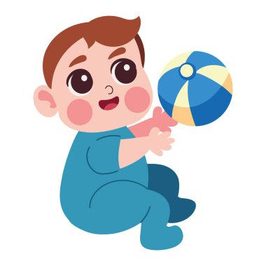 bebek tek başına top oynuyor.