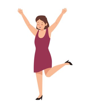 Kadın elini tek başına kaldırmaktan mutlu.