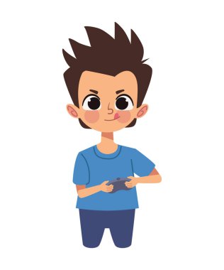 Video oyunu çocuğu yalnız oynuyor.