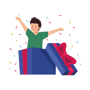 Mutlu adam bir hediyeyle kutluyor.