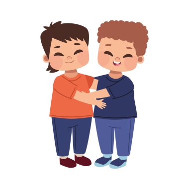 İzole edilmiş sevimli çocuk karakterler.