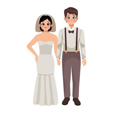 düğün çifti karakter simgesi izole edildi