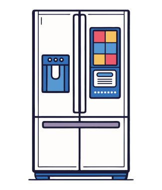 Akıllı bağlantıları olan yüksek teknoloji buzdolabı.