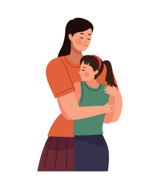 Sevgi dolu anne çocuğunu sıkıca kucaklıyor.