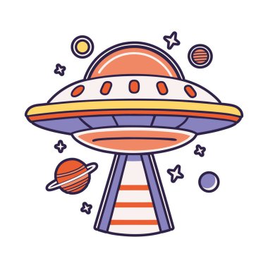 Gezegenler ve yıldızlarla iniş yapan çizgi film UFO 'ları