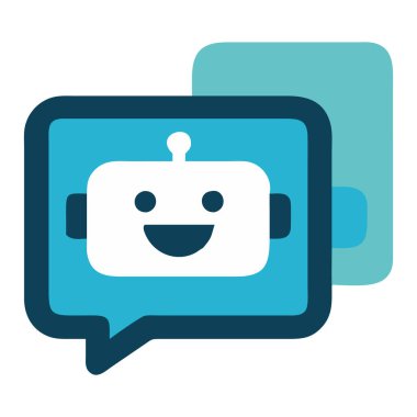 Bir robot yapay zekayı temsil eden dijital yardımcı simgeyle karşı karşıya