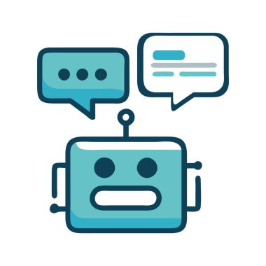 Yapay zeka iletişim teknolojisini temsil eden bir sohbet robotu arayüzü simgesi