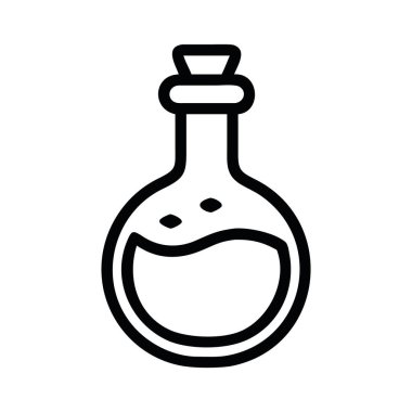 Simya şişesi mistik iksir çizgisi sanat izole vektörü