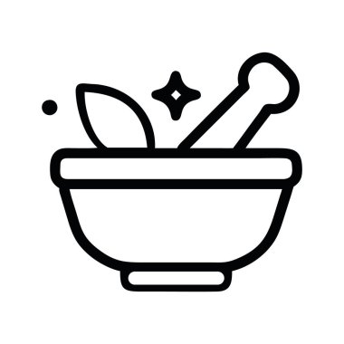 Sihirli iksir havan ve tokmak hattı sanat izole vektörü