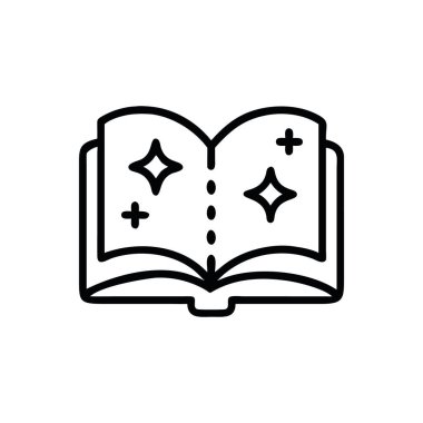 Sihirli büyü kitabı sıralı bilgi hattı sanat izole vektörü