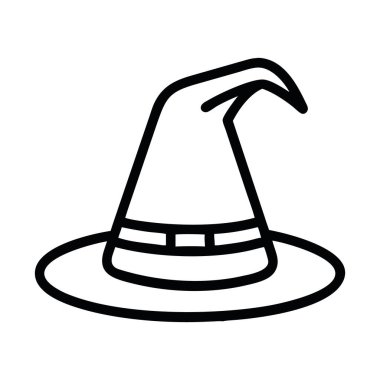 Cadı şapkası mistik büyü çizgisi sanat izole vektörü