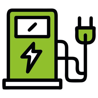Elektrik şarj istasyonu yeşil enerji enerjisi izole çizimi