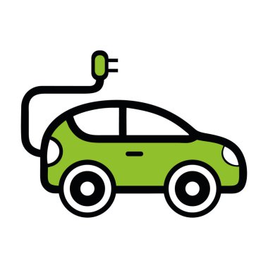 Yeşil hareketliliği şarj eden elektrikli araba izole görüntü